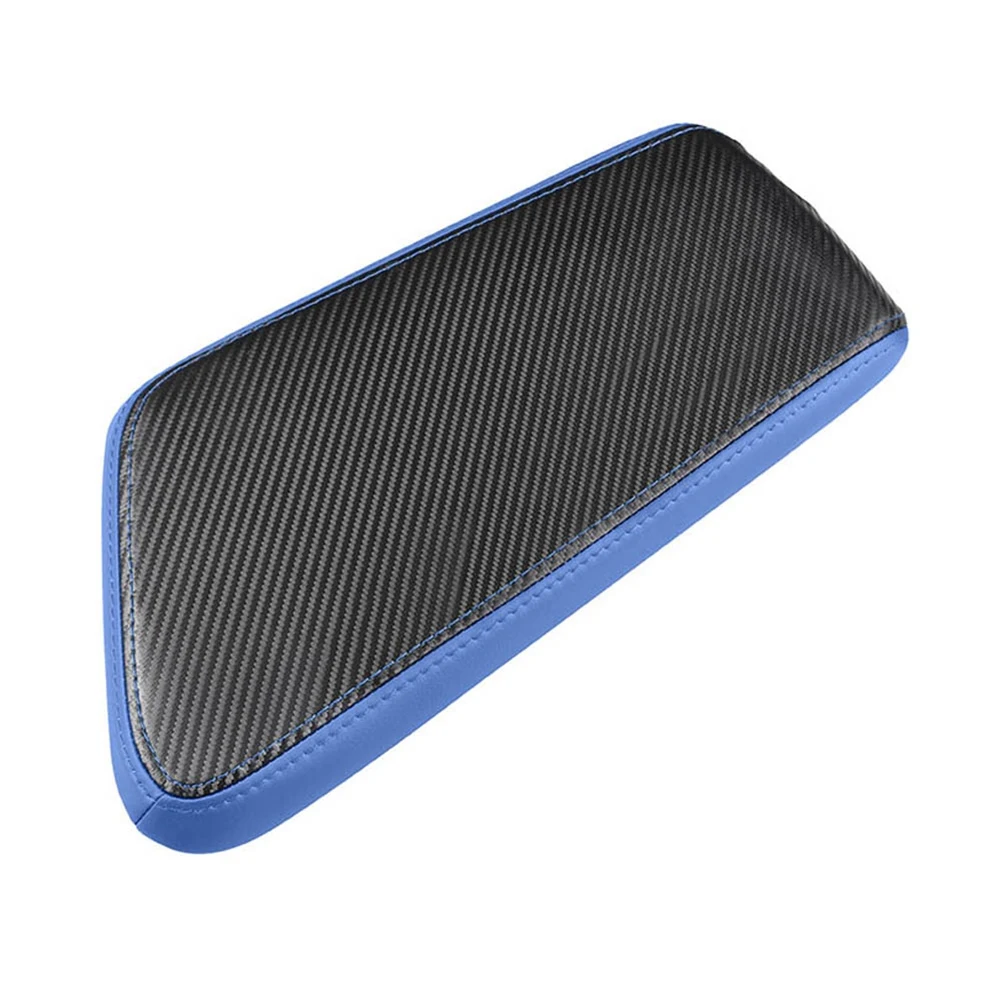 

Car Carbon Fiber Center Console Lid Armrest Box Leather Protective Cushion Pad for KIA EV6 2021 2022 LHD -Blue