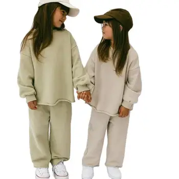 2025 Autumn New Girls Casual Clothes Set Children Long Sleeve Sweatshirt + Pants 2pcs Suit Solid Toddler Outfits Kids Gym Suit