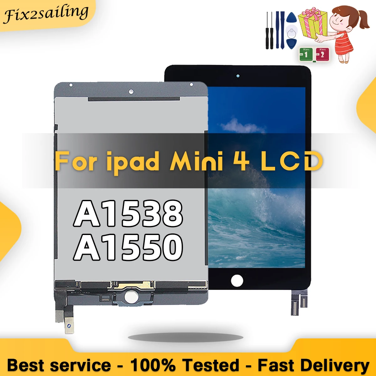 For iPad Mini 4 A1538 A1550 LCD Display Touch Screen Digitizer Assembly  White US