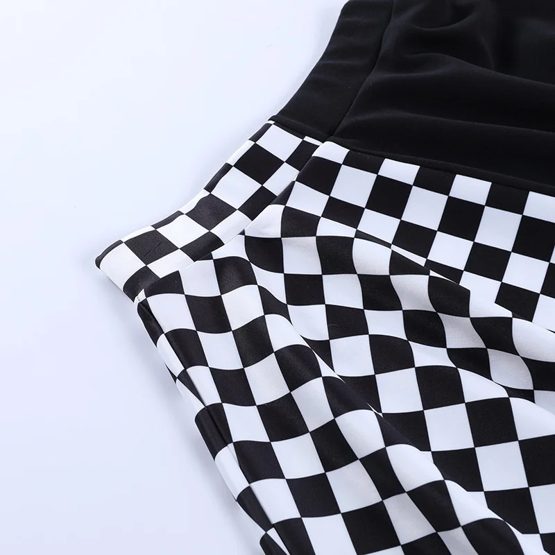 Pleated Plaid Stripe Stitching High Waist Patchwork Korean Summer Gothic Fashion Sexy Gothic Mini Preppy Woman Skirt nike skirt