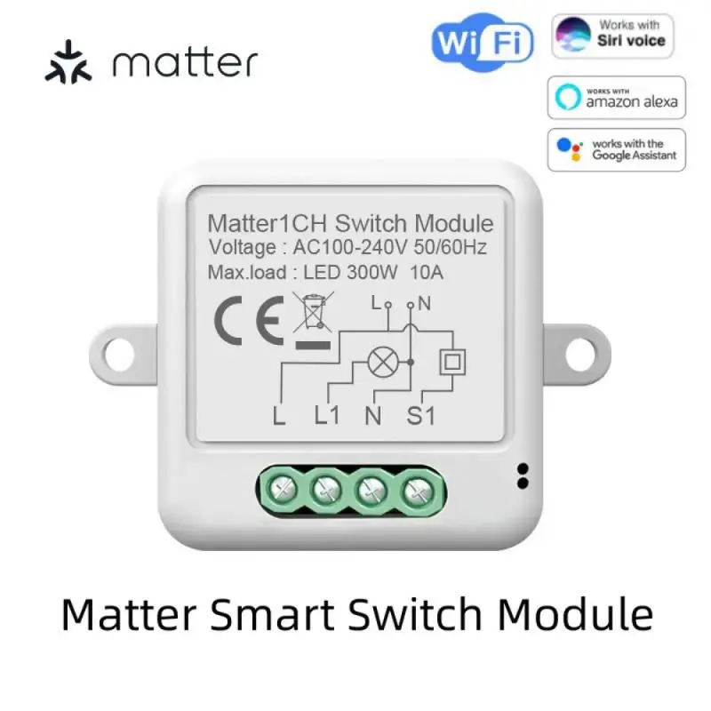 

WIFI Smart Switch Matter Module Relay Breaker HomeKit APP Remote Control Automation Module With Siri Alexa Google Home Zero Fire