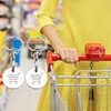 4Pcs Shopping Trolley Remover Key Ring Token Chip with Carabiner Hook Metal Portable Universal Supermarket Keyring Token Decor 3