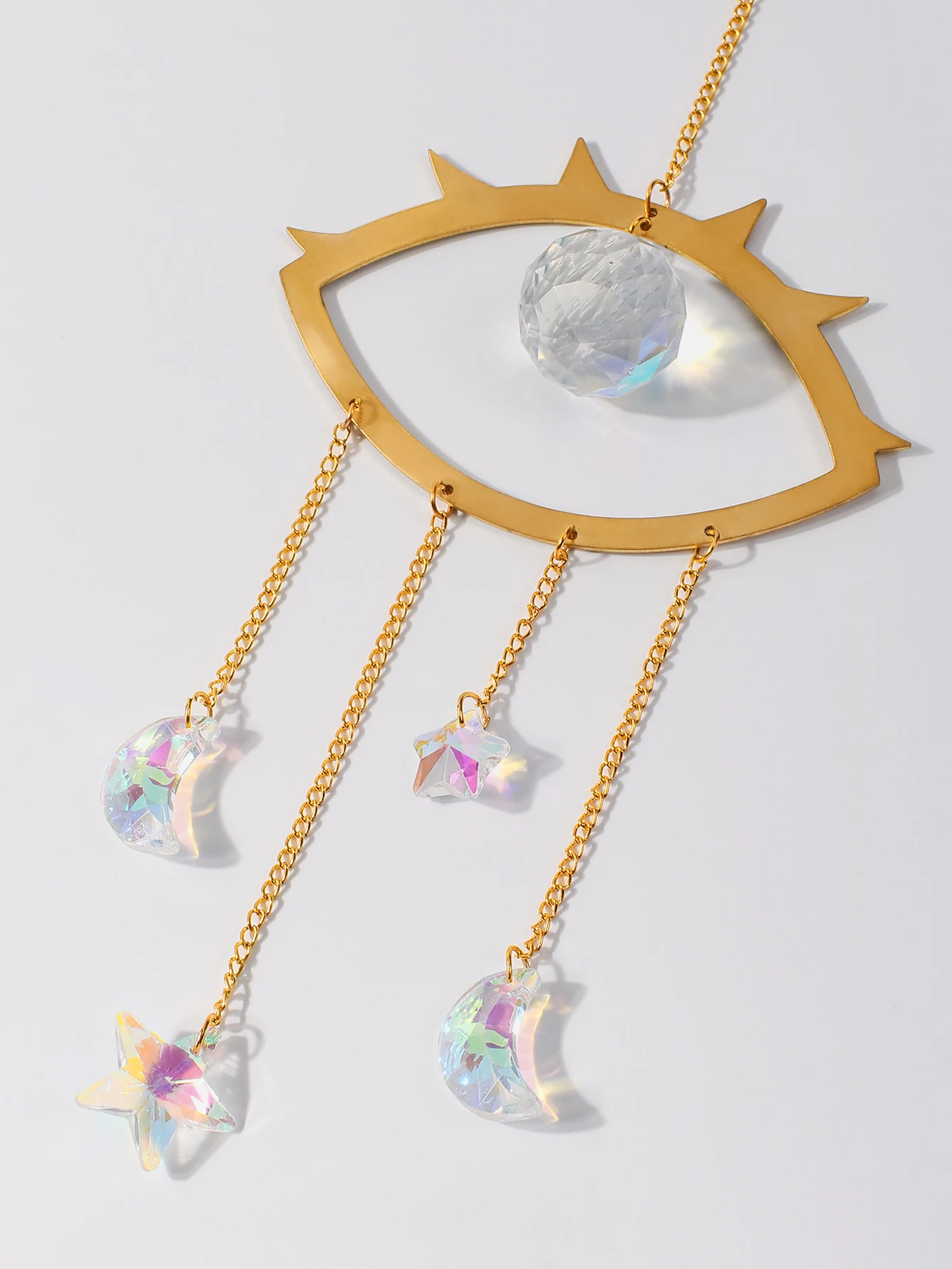 Golden Evil Eye Sun Catcher Prism Crystal Suncatcher Rainbow Maker Garden Hanging Crystals Pendant Wind Chimes Outdoor Decor