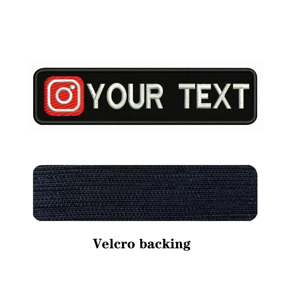 Instagram Logo 10X2.5cm Embroidery Custom Name Text Patch Stripes Badge Iron On Or Velcros Patches 