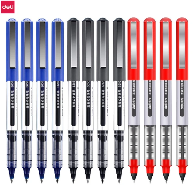 Deli 12 Pieces Rolling Ball Pens, Quick-Drying Ink 0.5 mm Extra