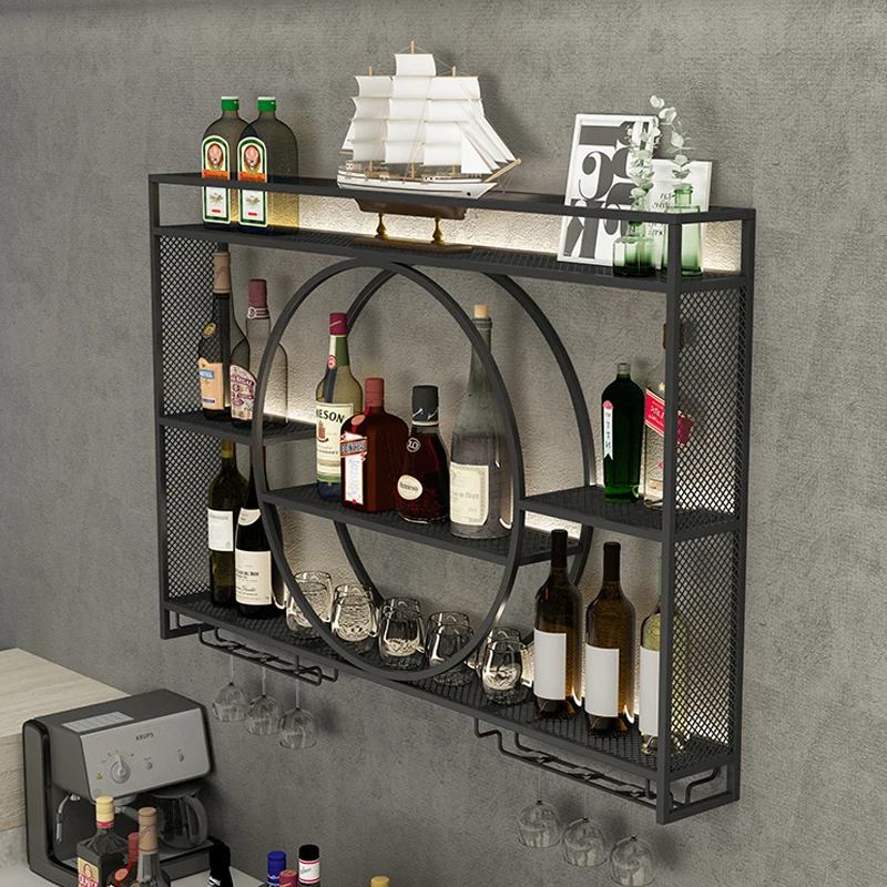 Custom, Light Luxury Home Storage Wine Rack Wall Mounted Metal Shelves Wine Display Rack Decoration Furniture