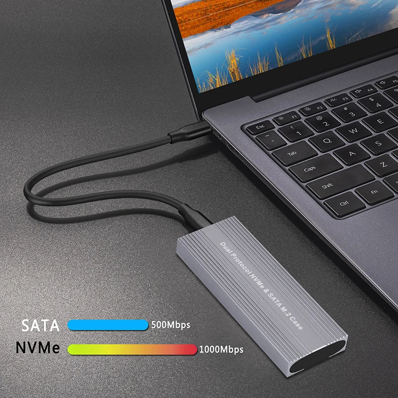M.2 NVME SATA SSD Case Enclosure Dual Protocol JMS581D Chip