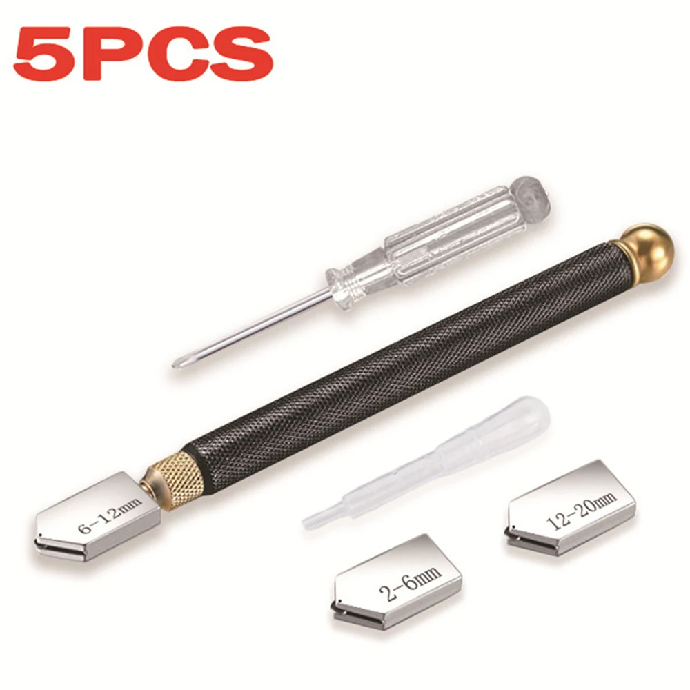 Diamond glass cutter anti-skid handle glass bottle tile mirror cutting tools oil feed diamond cutter for 2-20mm 5PCS/SET glass cutter tile glass cutter bottle cutter