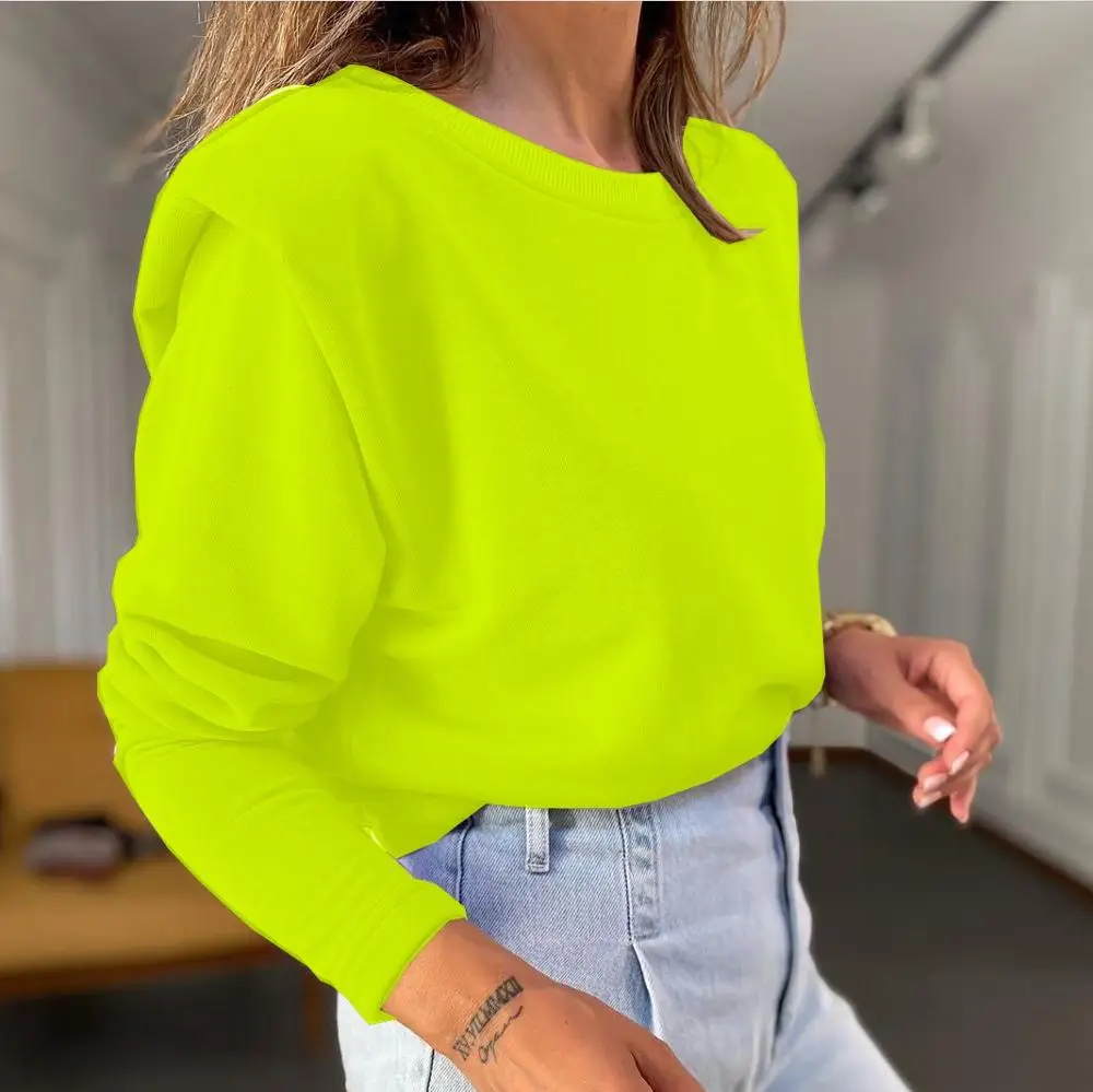 Hoodie Winter Women Shoulder Pads Round Neck Long Sleeve Velvet Warm Sweatshirts White Black Loose Hoodies Female Casual Tops
