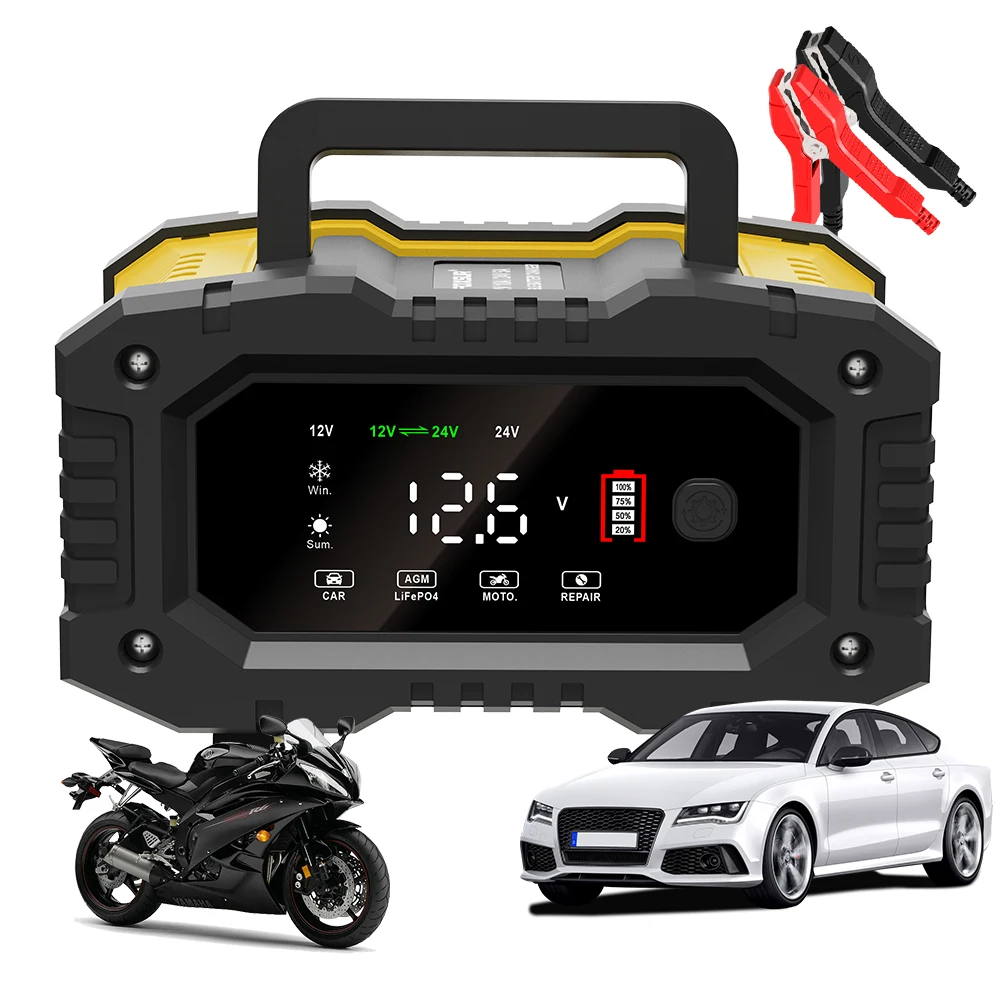 

12/24V Full Automatic Pulse Repair Battery Charger Car Battery Charger 10A 5A Power Pulse Repair Charger for Auto Moto Lead Acid