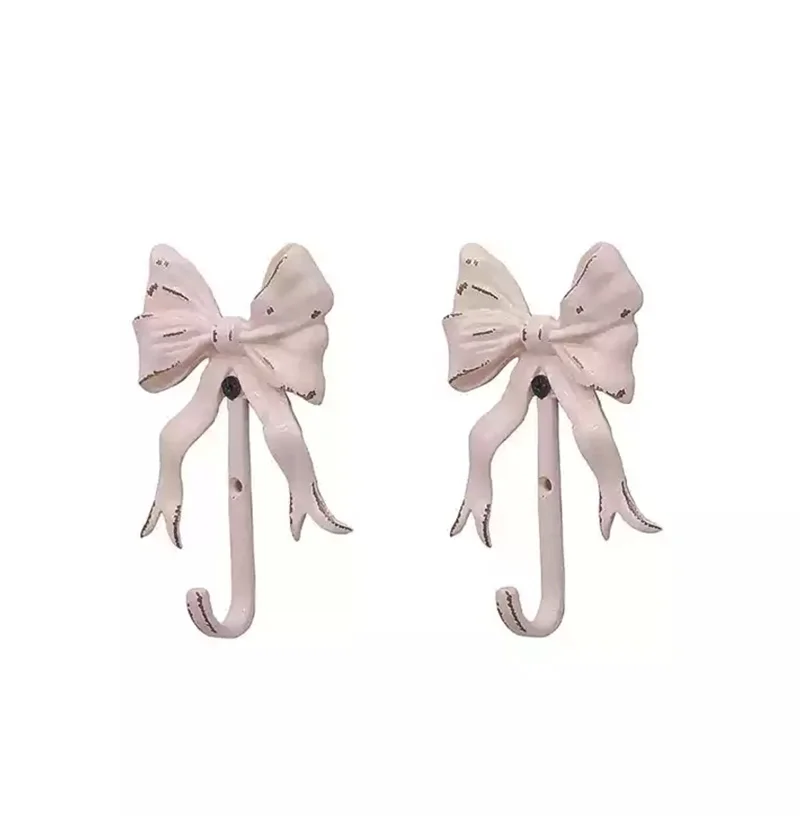 Pink Bow Wall Mounted Hook Towel Hooks For Bathroom Clothes Coat Hanger Bedroom Back Door Hooks Diy 4