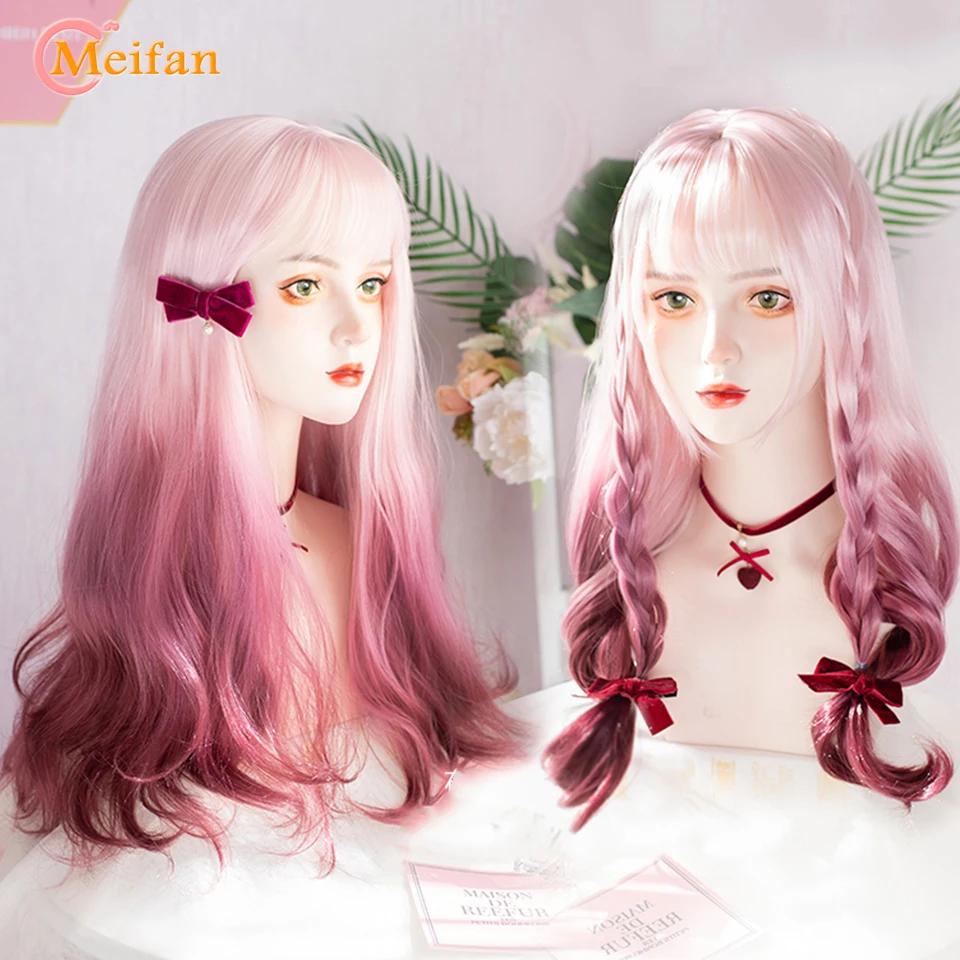 MEIFAN синтетический длинный красочный Косплей Лолита с эффектом омбре милый парик