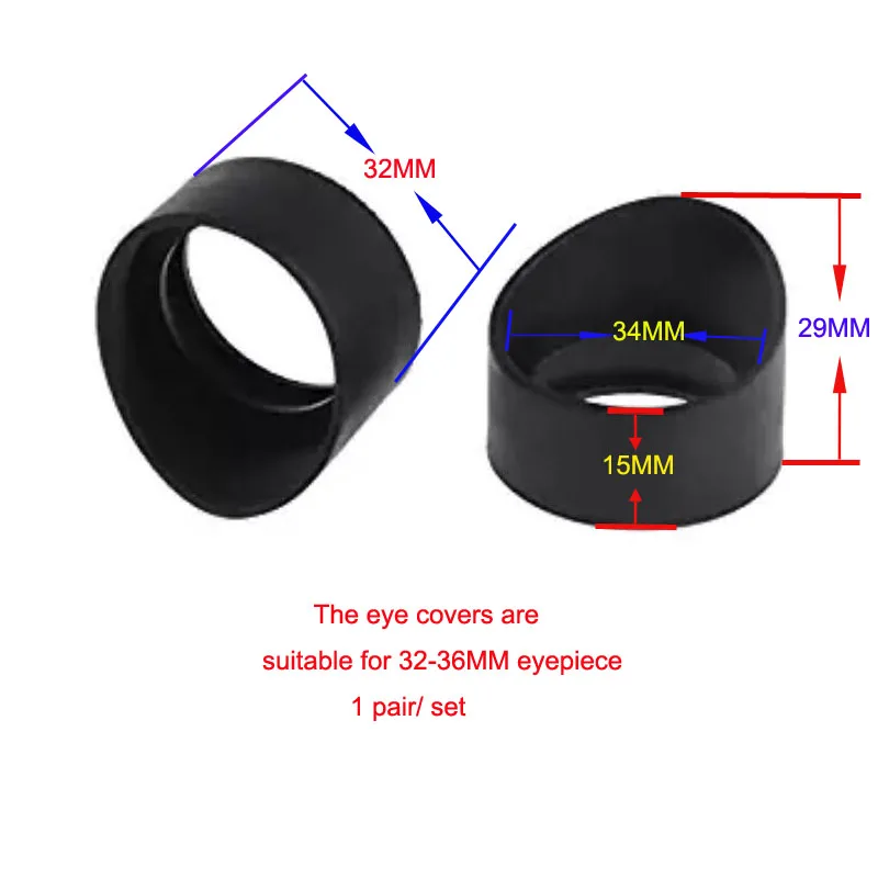 KP-H1 Bevel Rubber Microscope Accessory Eyepiece Guard 36mm Inner Diameter Black Eyepiece Eyeshields for 32-36mm Stereo Microscope for Protecting Eyes 