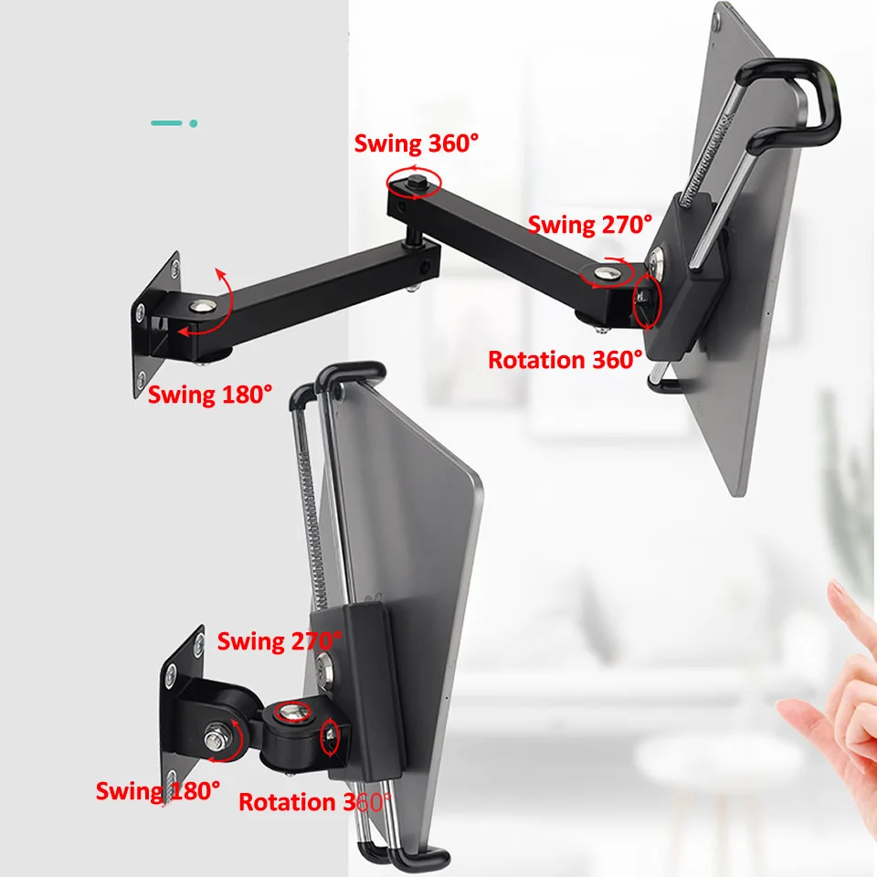 Wall Mount Tablet Suporte para Ipad Stretchable Wall Holder Anti Theft Bloqueio de Segurança Metal Ajustável 713 - Imagem 3