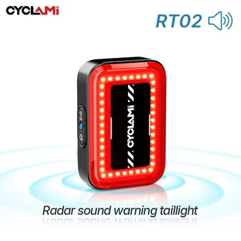 CYCLAMI Smart Brake Fanale posteriore per bicicletta MTB Radar per bici da strada Luce posteriore Ricarica USB impermeabile Fanale posteriore di avvertimento sonoro per ciclismo