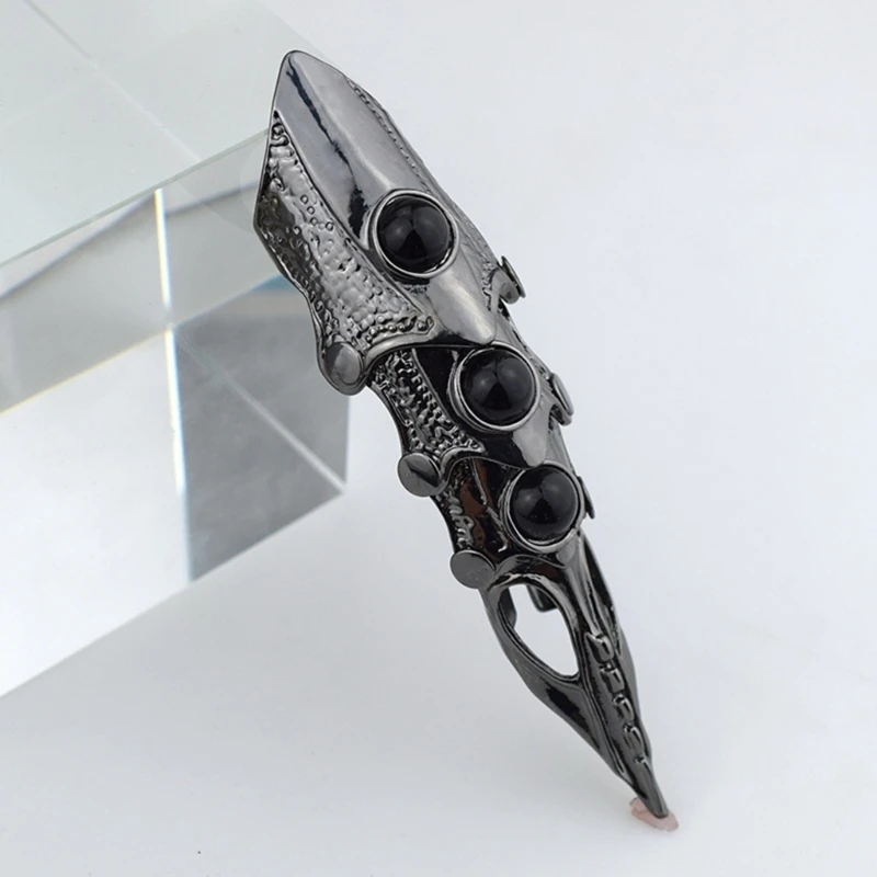 Vintage Punk Dragon Claw Finger Ring For Women Dark Black Skeleton Knuckles Armor Gothic Punk Rings Jewelry Accessories 3