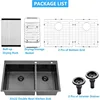 33x22 Black Drop In Double Bowl 60/40 Kitchen Sink, 33 Inch 16Gauge Black Drop In 60/40 Double Bowl Kitchen Sinks 6