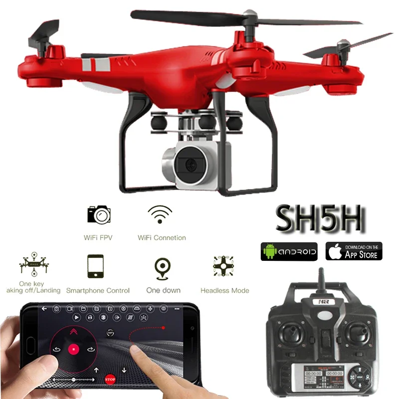 

Квадрокоптер SH5H с камерой 4K, Wi-Fi, видео в режиме реального времени, удержание высоты, без головы, возврат одной кнопкой, FPV гоночные дроны на радиоуправлении с HD камерой