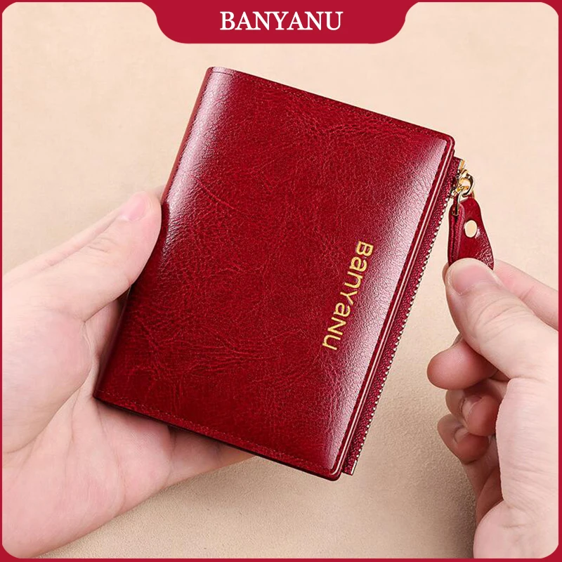 Elegant Genuine Leather RFID-Blocking Slim Coin Wallet - Women's Fashion Accessory & Gift