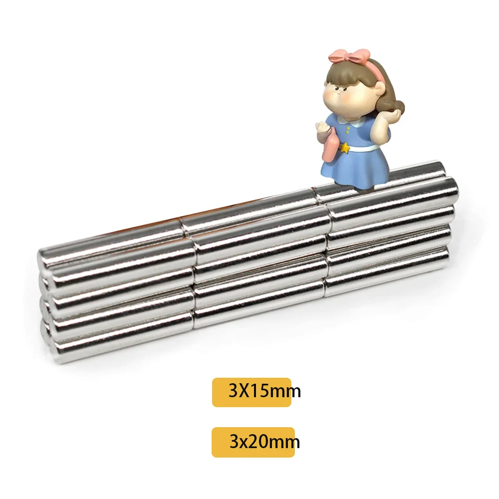 N35 3×15 3×20 Magnet Neodymium Round Nickle Coating Search Magnet Door Customised Fridge DIY Scooter Craft Aimant Strong Plate