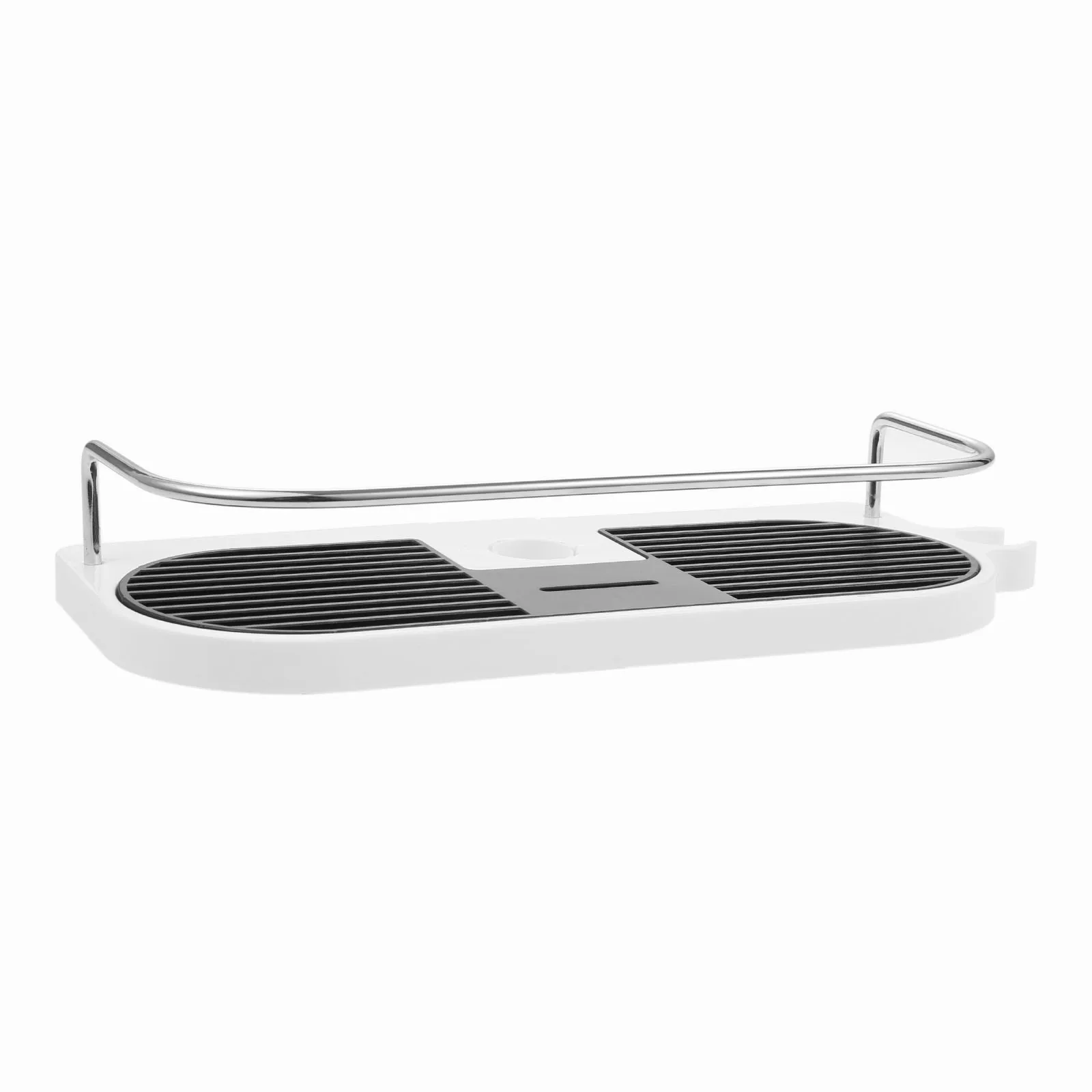 Description Picture 5 of item1set Bathroom Shower Rod Tray Adjustable Rack Shelf Soap Net Dish Space Organizer Stainless Steel Punch-Free Hold Shampoo Comb
