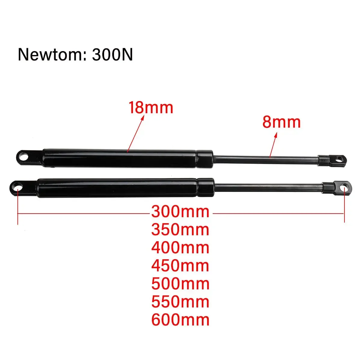

300-600mm 2pcs 300N Car Gas Struts Bonnet Hood Trunk Tailgate Shock Lift Strut Support Bar Gas Spring Bus Bed Truck Boat Window