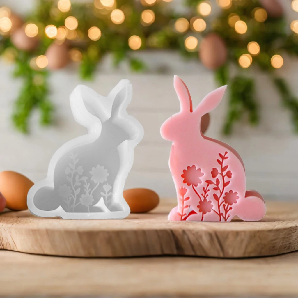 Silicone Mold Silicone Candle Mold Aromatherapy Candle Mold Silicone Candle Molds Candle Mold Easter Rabbit Aromatherapy Candle Silicone Mold DIY Relief Flower Rabbit Candle Mold