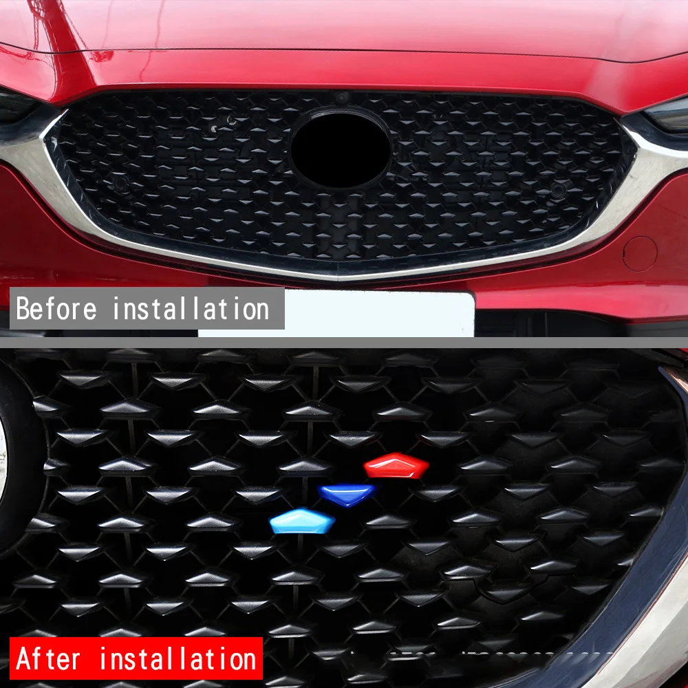 For Mazda CX-30 CX30 2022 2023 3color ABS Plastic Car Front Face Middle Net Bright Sequins Modified Decoration Protection Strip 1