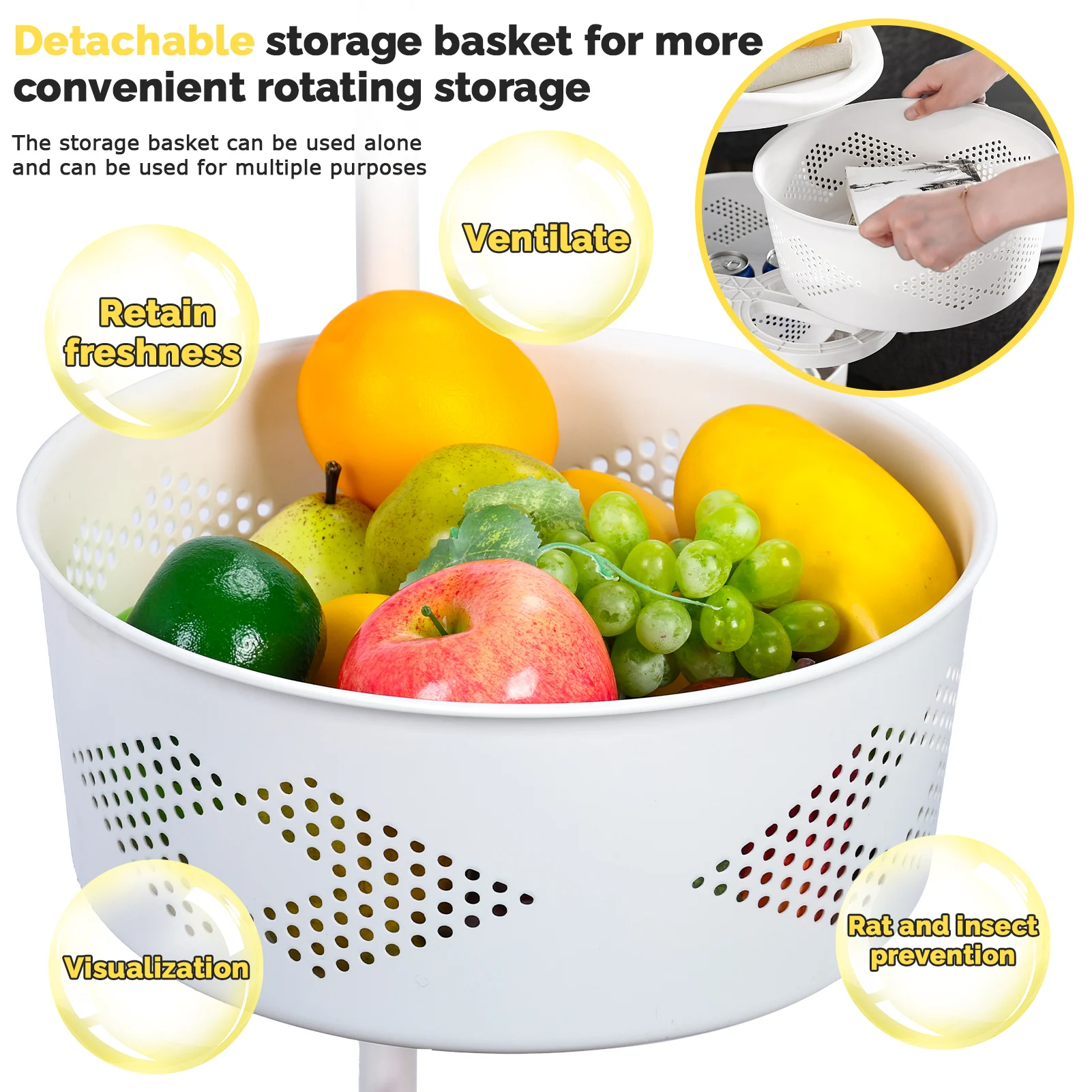 Rotating Trolley Vegetable Kitchen Storage Rack Kitchen Fruit Corner Narrow Slit Storage Cabinet Living Room Home Organizer Gift