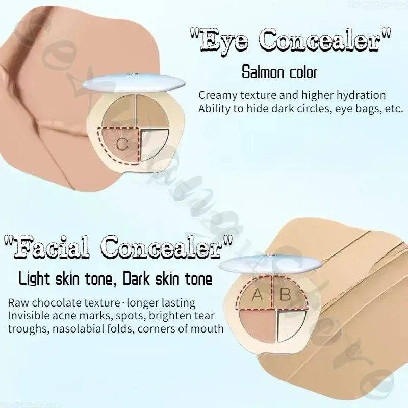TIMAGE Three-color Facial Concealer Covers Spots Acne Marks Tear Troughs Nasolabial Folds and Dark Circles Under The Eyes 2