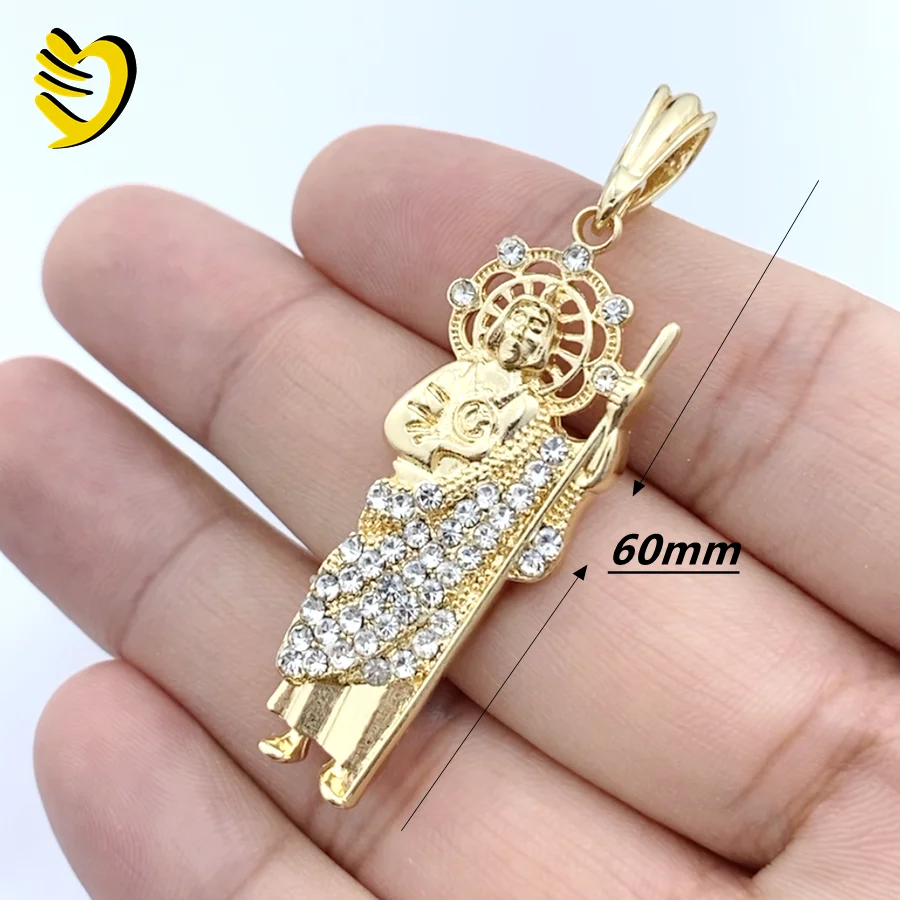 Lejier 2023 High Quality 14k Gold Plated Zircon Set Small Medium Large Style Catholic Religious Pendant for Men and Women