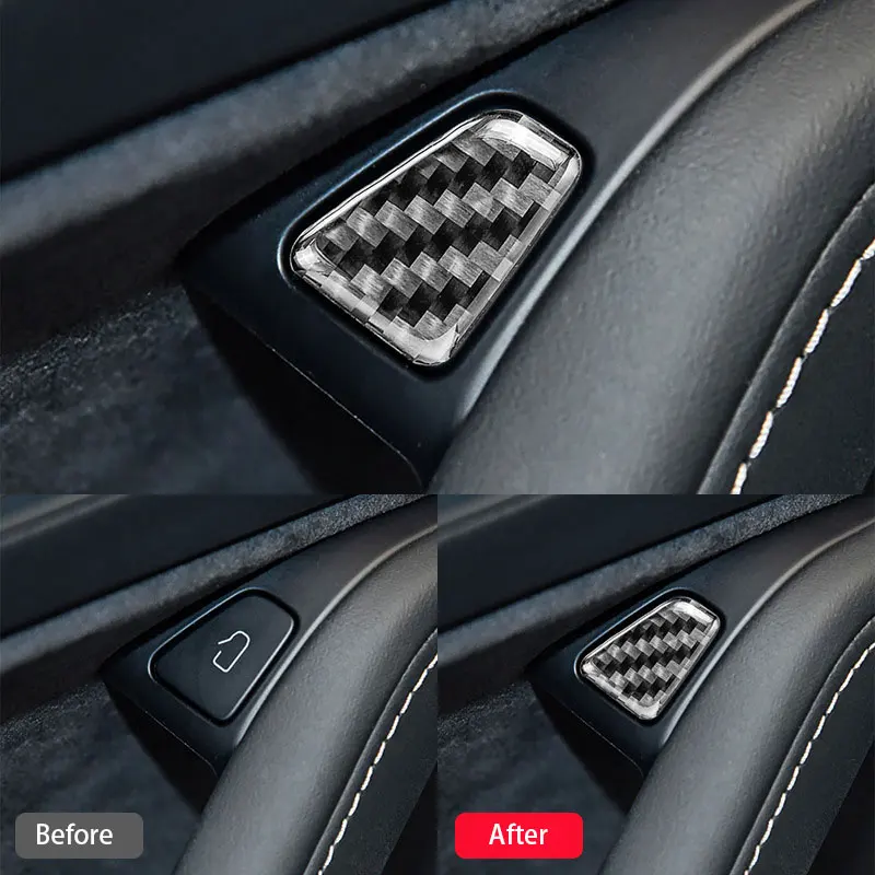 

Four Doors Key Buttom sticker Automotive interior accessories Carbon Fiber Glue For Tesla Model 3 Y 2017-2023 4PCS