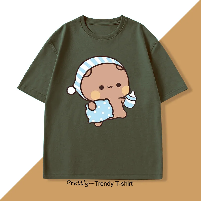 Adorable Bubu Dudu Sleepy Panda & Bear Graphic Cotton T-Shirt