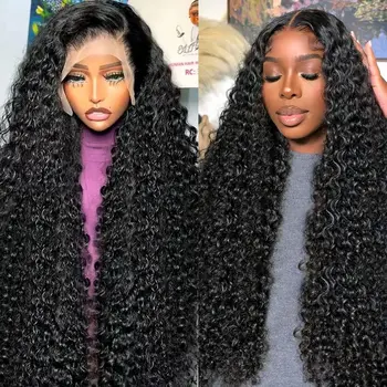 250 Density Deep Wave Wig Human Hair Brazilian Transparent 13x6 Hd Lace Frontal Wig 30 36 40 Inch 360 Full Curly Wigs For Women 1