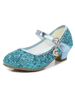 Girls 7 color High Heels For Kids Princess RED Leather Shoe Footwear Children's Party Wedding Shoes Round Toe 1-3CM 2