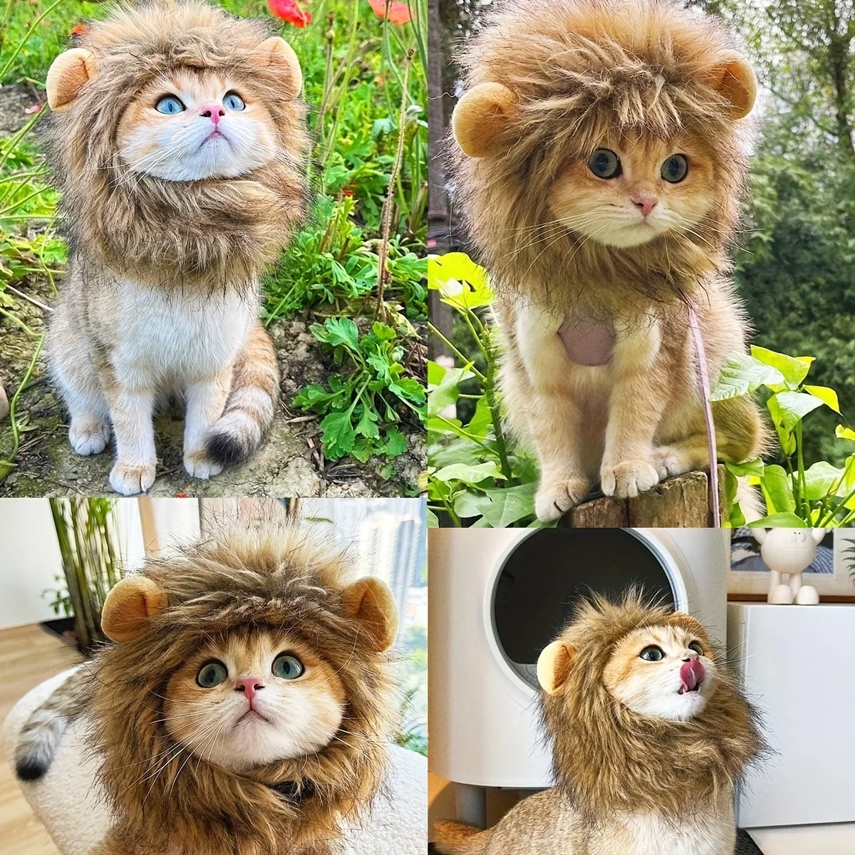 Peluca De León Ajustable Para Perros Y Gatos Pequeños - Disfraz Divertido Para Fiestas Y Navidad