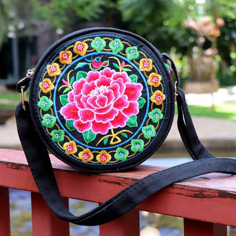 Vintage Women Small Round Handbag Vintage Tote Messenger