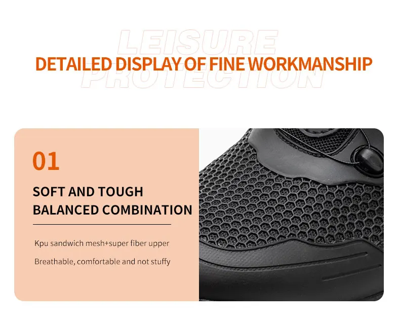 Rotary Buckle New Safety Boots Men Work Sneakers Indestructible Shoes Steel Toe Protective Anti-smash Anti-puncture Safety Shoes