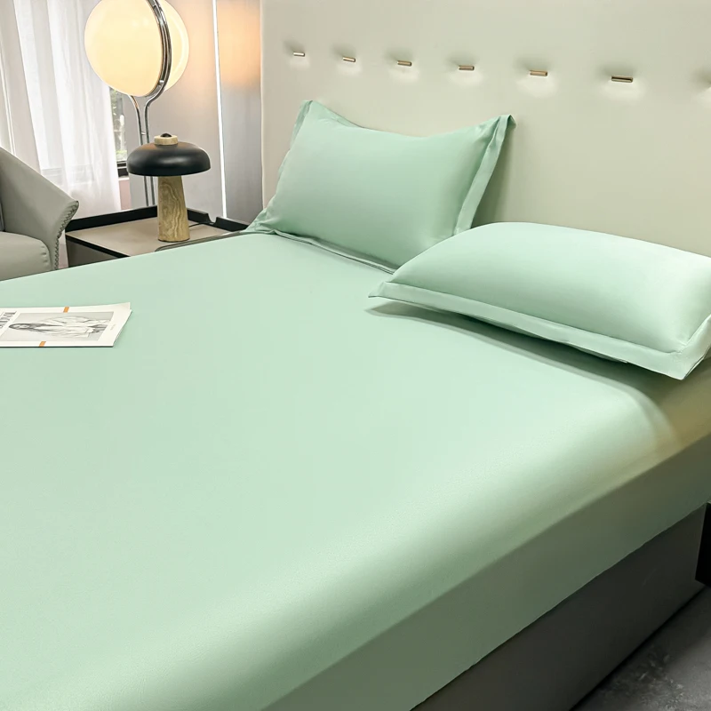 1 Piece Satin Fitted Sheet , Only Classic Luxury Silky Soft Bed Sheets  ,Solid Color , Summer Bed Sheet , Cool 2