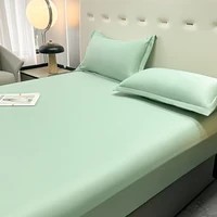 1 Piece Satin Fitted Sheet , Only Classic Luxury Silky Soft Bed Sheets  ,Solid Color , Summer Bed Sheet , Cool 2
