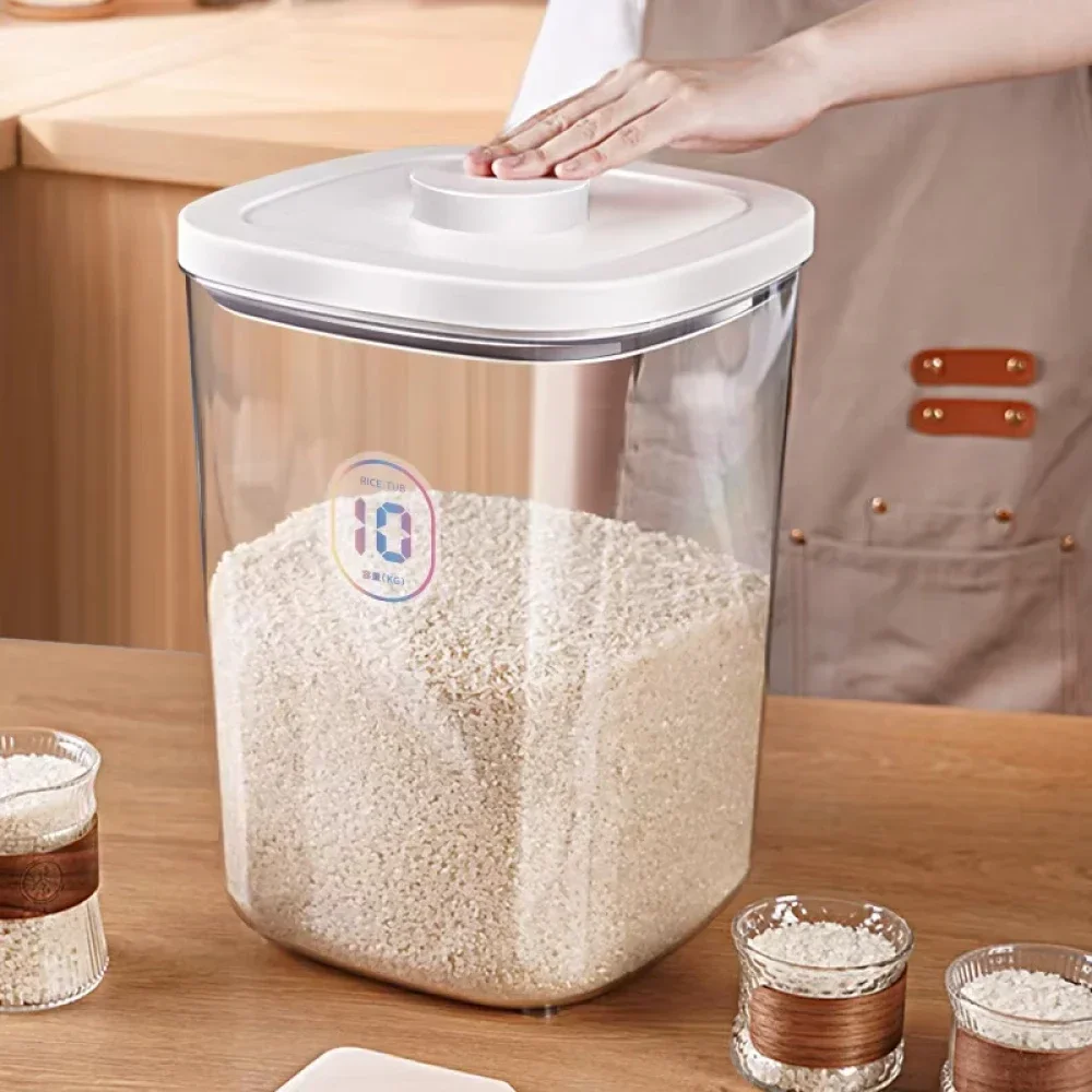 Seal Rice Bucket Vacuum Rice Buckets Cat Food Bucket Pet Food Storage Bucket Dust-proof Grain Jar Glass Jar Home Storage Box 4