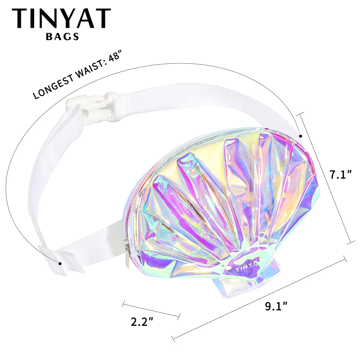 TINYAT Holographic Women's Waist Bag Pack Phone Purse Belt Bag Sports Travel Fanny Pack For Women Fashion Female Shoulder Bag