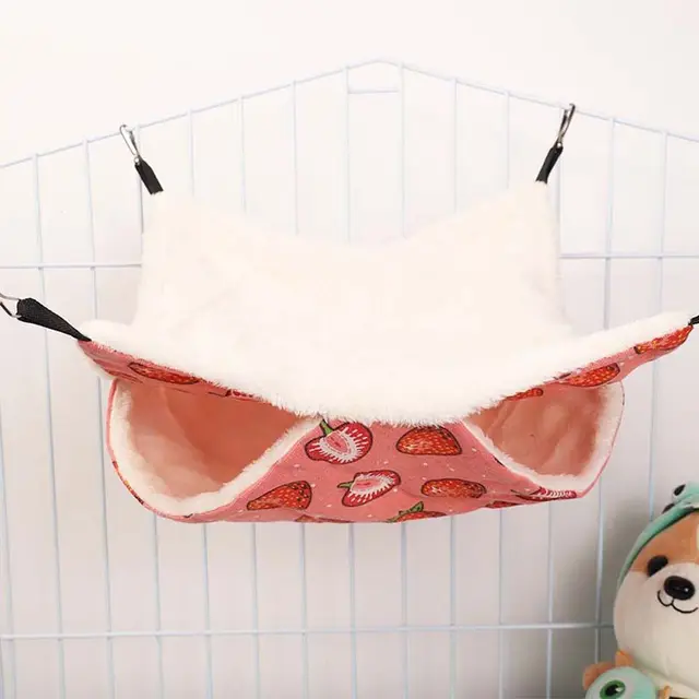 Warm Winter Plush For Small Animal Pet Cage Accessories Hamster House Rat Bed Guinea Pig Hideout Hanging Hammock 2
