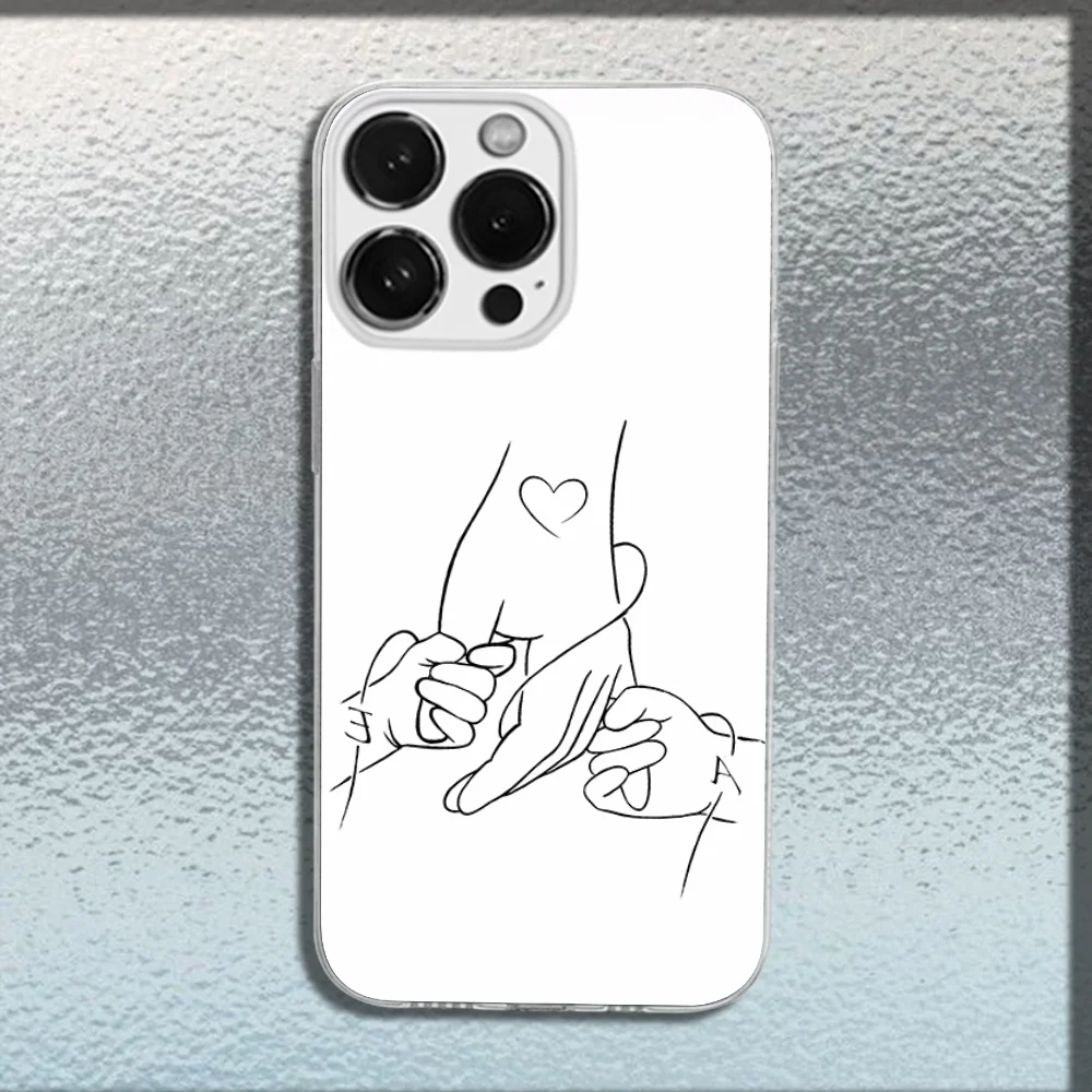 Mom Daughter Son Dad Hold Hands Phone Case Transparent Soft Cover For iPhone 16 15 14 13 12 11 Plus Pro Max XR XS X Plus SE Mini phone case iphone case phone protector cover