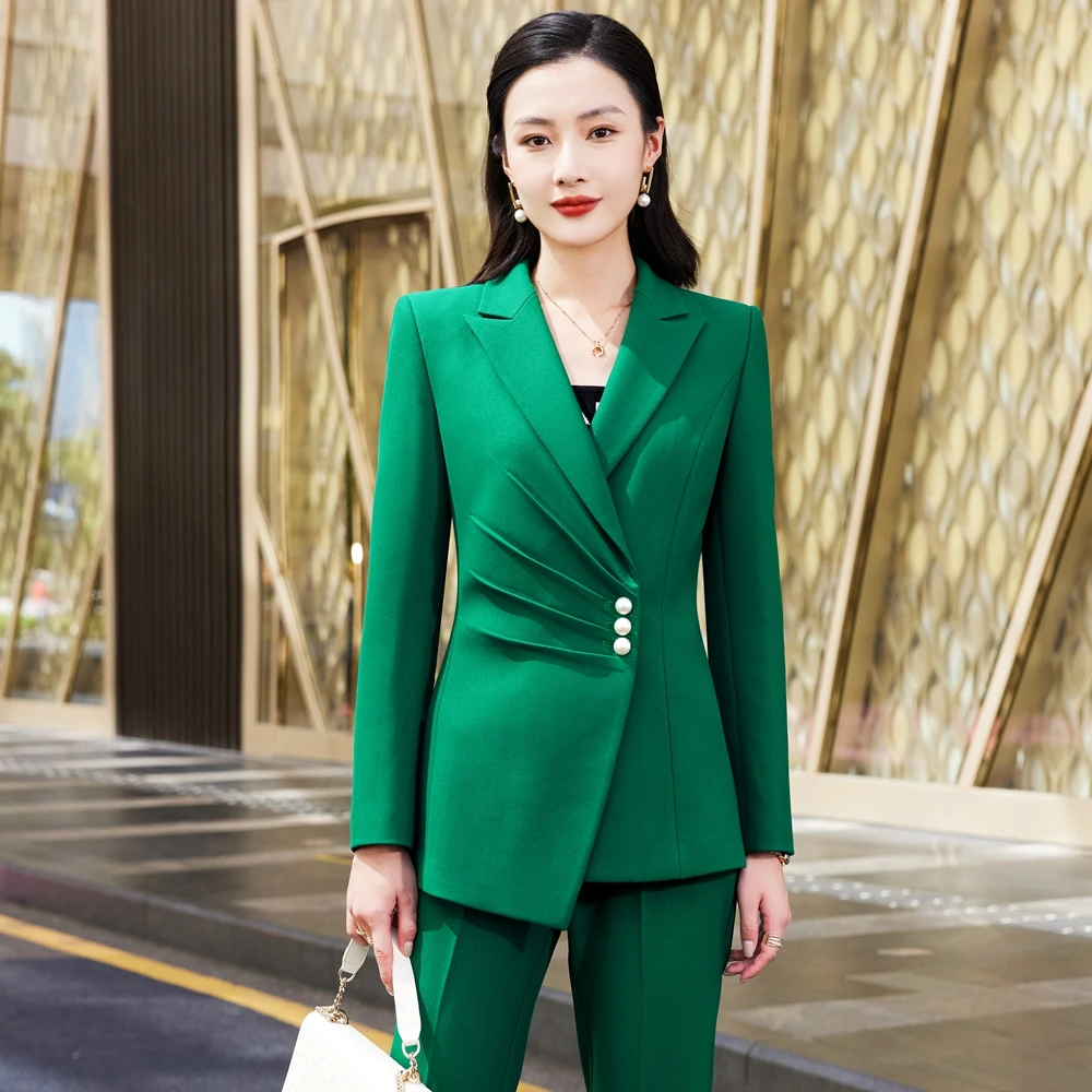 

High Quality Autumn Winter Formal Ladies Blazer Women Business Suits with Sets Work Wear Office Uniform 4XL Size Pants Jacket