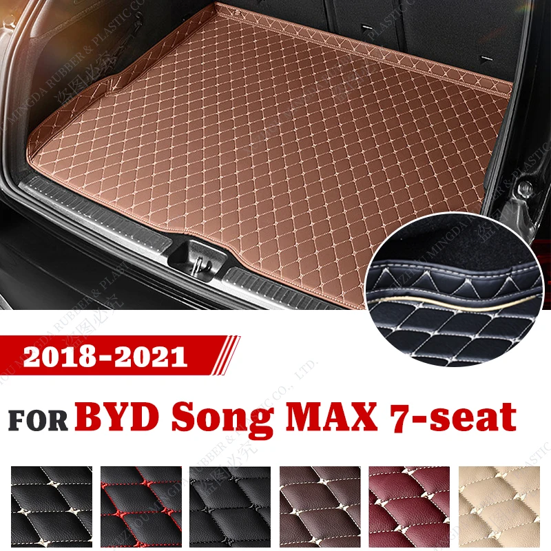 

Коврик для багажника автомобиля для BYD Song MAX, 6 сидений, 2018, 2019, 2020, 2021, индивидуальный внутренний автомобильный водонепроницаемый кожаный Стайлинг