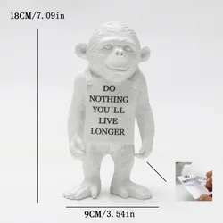 Modern Black and White Gorilla Sculpture Home Decor (WHITE)