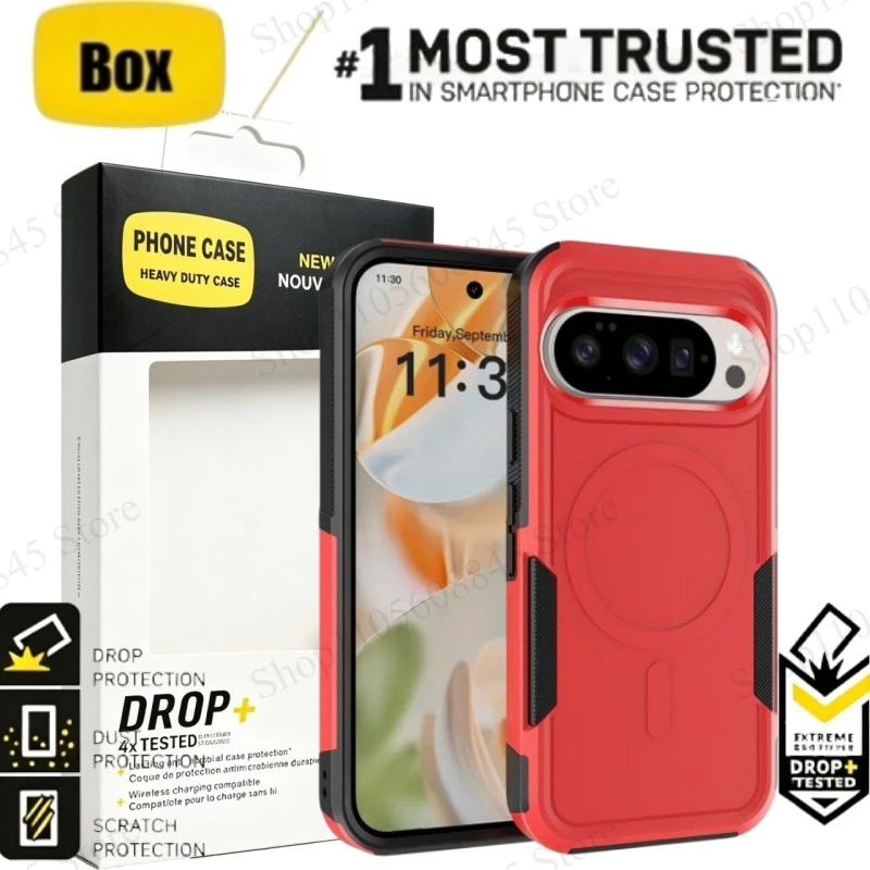 Rugged Shockproof Magnetic Case - Dual-Layer with Wireless Charging Compatibility