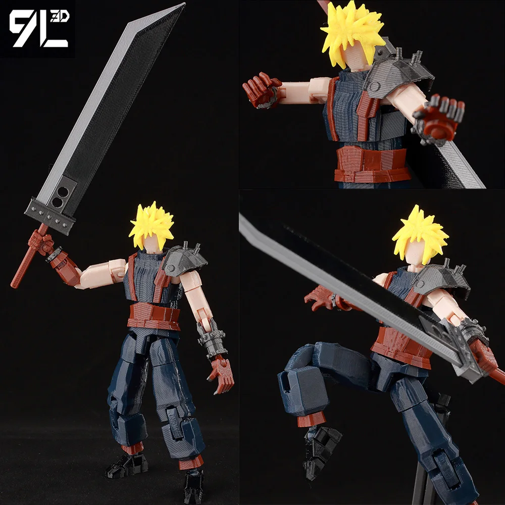 9L3D Printing Lucky 13 Cloud Strife FFVII Figure Buster Sword