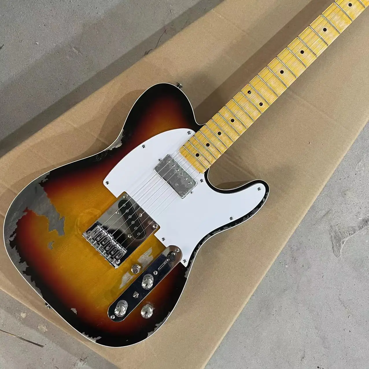 

Relic Tele электрическая гитара, корпус из липы, винтажный цвет Sunburst, кленовый гриф, 6-струнная гитара, скрипка, гитара, Bluetooth